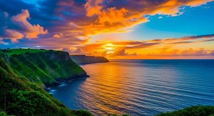Coastal Cliff at Sunset