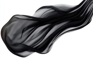 Fototapeta premium Abstract Black Fabric Flow, 3D Render, Draped Textile Abstract, Texture