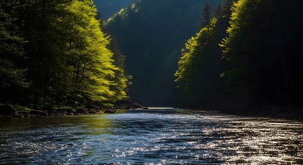 River Flowing Through a Forest