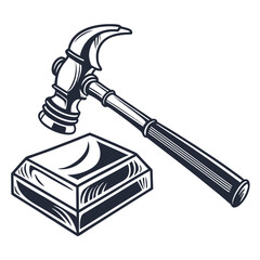 silhouette hammer on white background