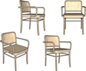 vector illustration of modern minimalist dining table and chair design