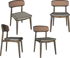 vector illustration of modern minimalist dining table and chair design