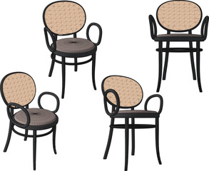 vector illustration of modern minimalist dining table and chair design 