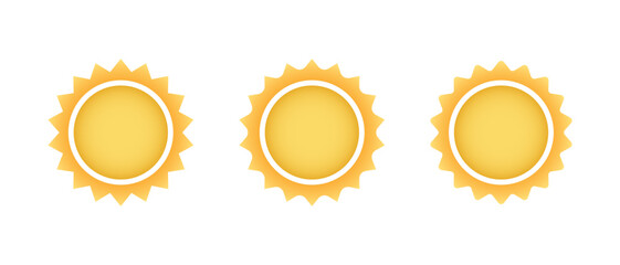 Sun, sunburst icon set in flat design. Starburst gradient sign symbol