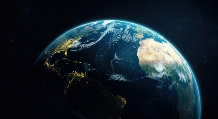 Obraz premium A stunning view of Earth from space showcasing continents and oceans