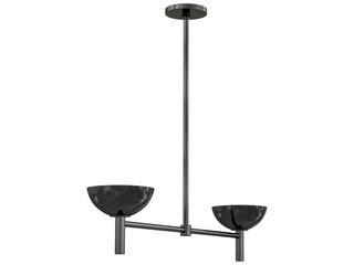 Prato Pendant , blackened brass , Elegant Lighting Fixture Against white bachground .