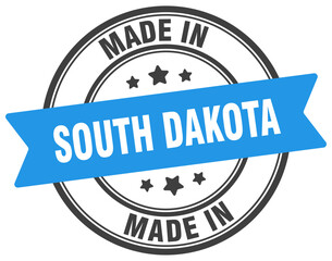Made in South Dakota round sign. Made in South Dakota stamp.