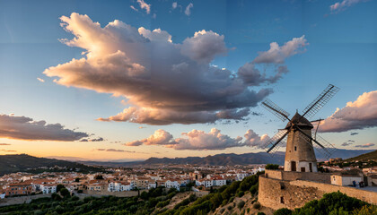 Le moulin à vent au coucher du soleil