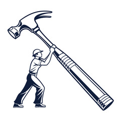 silhouette hammer on white background