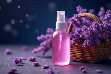 Lavender-Scented Hand Sanitizer Spray Bottle with Blossoms