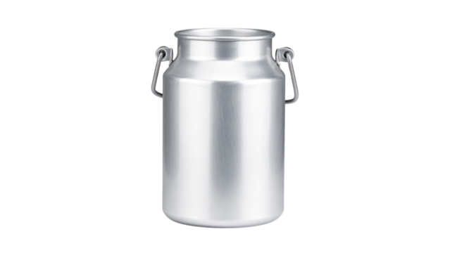 Aluminum Milk Can on White on transparent background.