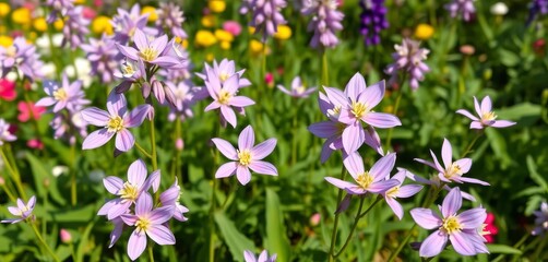 Obraz premium Delicate lavender & white columbines bloom in a vibrant spring garden near Salem, Oregon, spring bloom, nature