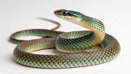 Naklejka premium Chrysopelea ornata on studio background