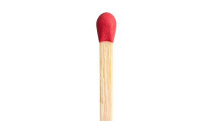 Close-up of a red match isolated on transparent background
