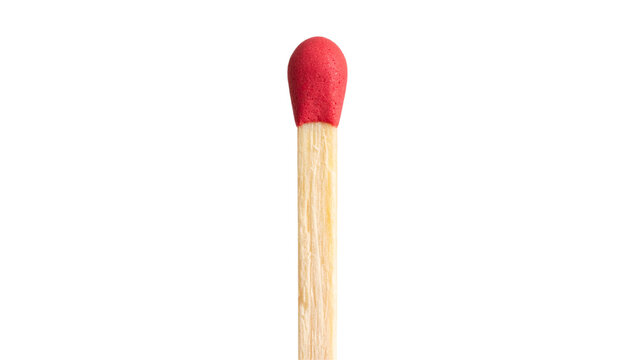 Close-up of a red match isolated on transparent background
