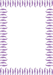 Flourish lavender frame. Trendy botany graphic template. Flowers sketch empty frame box