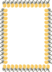 Juicy lemon branch fruits frame. Thanksgiving decoration. Frame with empty space for your text