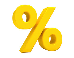 Yellow percentage sign symbol discount rate finance sale offer icon on Transparent Background