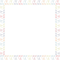 Woman face doodle style frame. Vector woman template for text. Simple template element