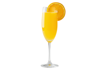 Isolated Mimosa Cocktail with Orange Slice Garnish