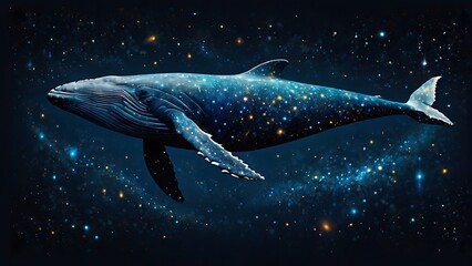 Cosmic Whale Swimming Through the Starry Universe