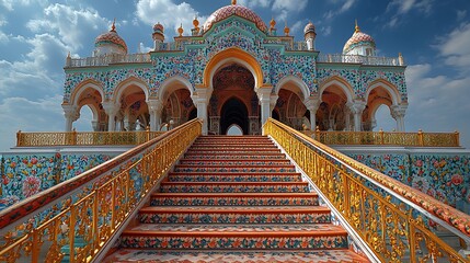 Obraz premium Ornate staircase leading to a colorful building