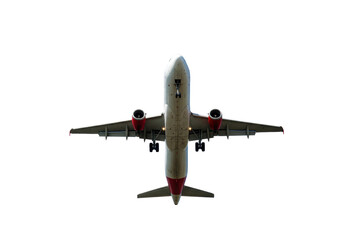 Isolated Commercial Airplane Flying Directly Overhead