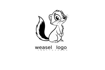 Obraz premium Adorable Hand-Drawn Weasel Logo – Big-Eyed Cartoon Mascot in Soft Pastels, Ideal for Kids Brands, Pet Shop Identities, Nature-Based Packaging, or Eco Product Vector Illustrations.