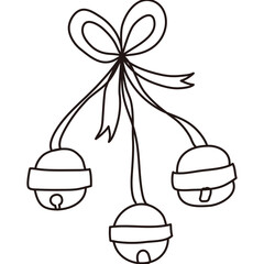 Three Christmas Bells Hanging from Ribbon Doodle

