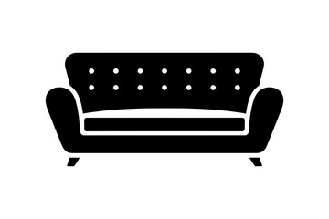Illustration of a black tufted couch silhouette