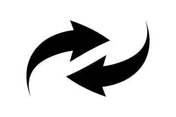Two curved arrows pointing in opposite directions