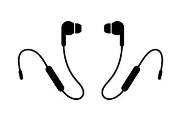 Illustration of two black wireless headphones set
