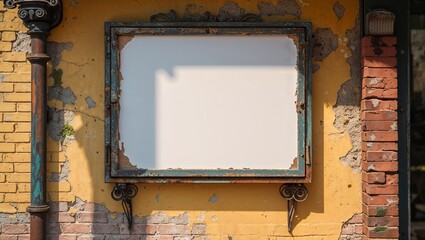 Blank sign on old wall