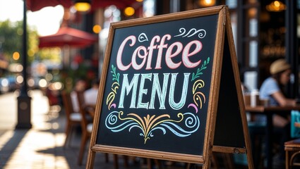 Chalkboard sign for coffee shop