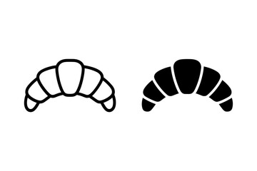 Two croissants one outlined and one solid black fill