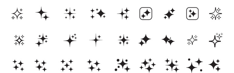 Sparkle Icon Set. AI star and square, artificial intelligence. Vector 