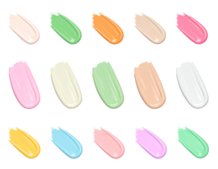 Colorful nail polish swatches on a white background.