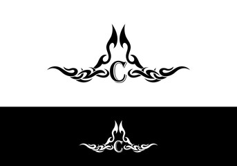 Tribal Flame Abstract C Letter Tatto Design