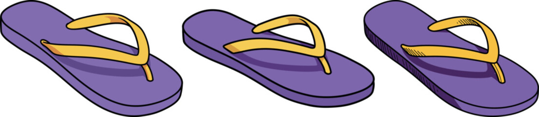 Purple Flip Flops Clipart - Summer Beach Footwear Vector Illustration