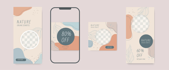 Minimal Instagram Post Template Neutral Tones Editable Layout.