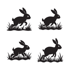 Running Rabbit Through Meadow Grass