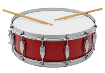 Isolated Snare Drum with Drumsticks Classic Instrument