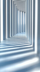 Obraz premium Abstract light and shadow play in a receding geometric corridor