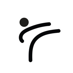 Stick figure kung fu with high kick logo sign template