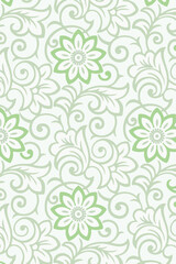 Seamless Flower on Ivory, White, Yellow Geometric ethnic oriental pattern traditional Design for background, carpet, wallpaper, clothing, wrapping, Batik, fabric, illustration embroidery style