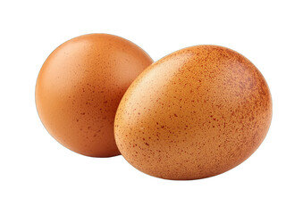Two brown eggs, close-up,  showing speckled texture