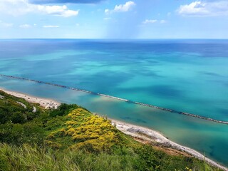 Beautiful seascape with blue sea and sky. Nature composition.