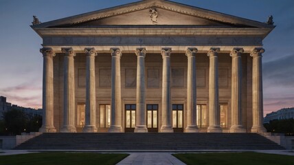 Obraz premium Majestic Neoclassical Building at Dusk Architectural Photography