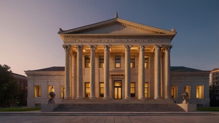 Obraz premium Neoclassical Architecture Majestic Building at Dusk