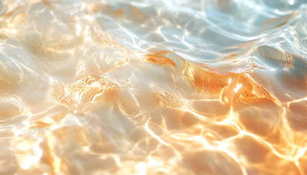 abstract summer banner background transparent beige clear water surface texture with ripples and splashes water waves in sunlight marble background generative ai